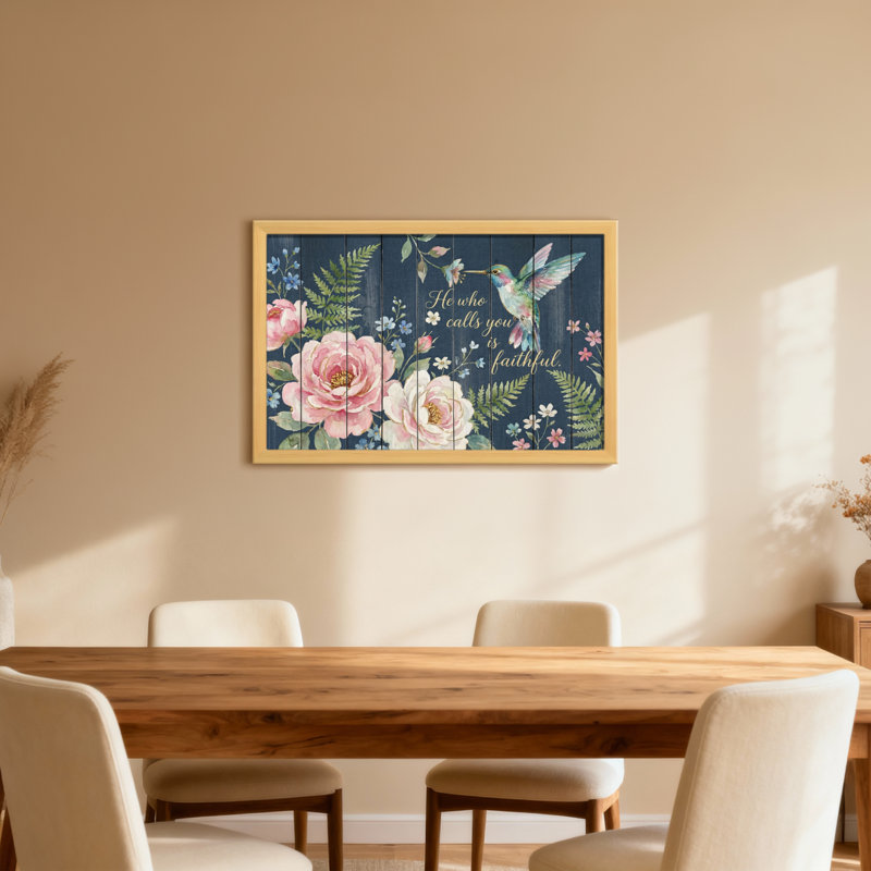 Impression florale sur bois de colibri, H 12 po x l 18 po, Toile tendue, Ne s’applique pas