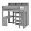 Lit mezzanine en bois avec bureau intégré, tablettes de rangement multiples et garde-robe-2025315676