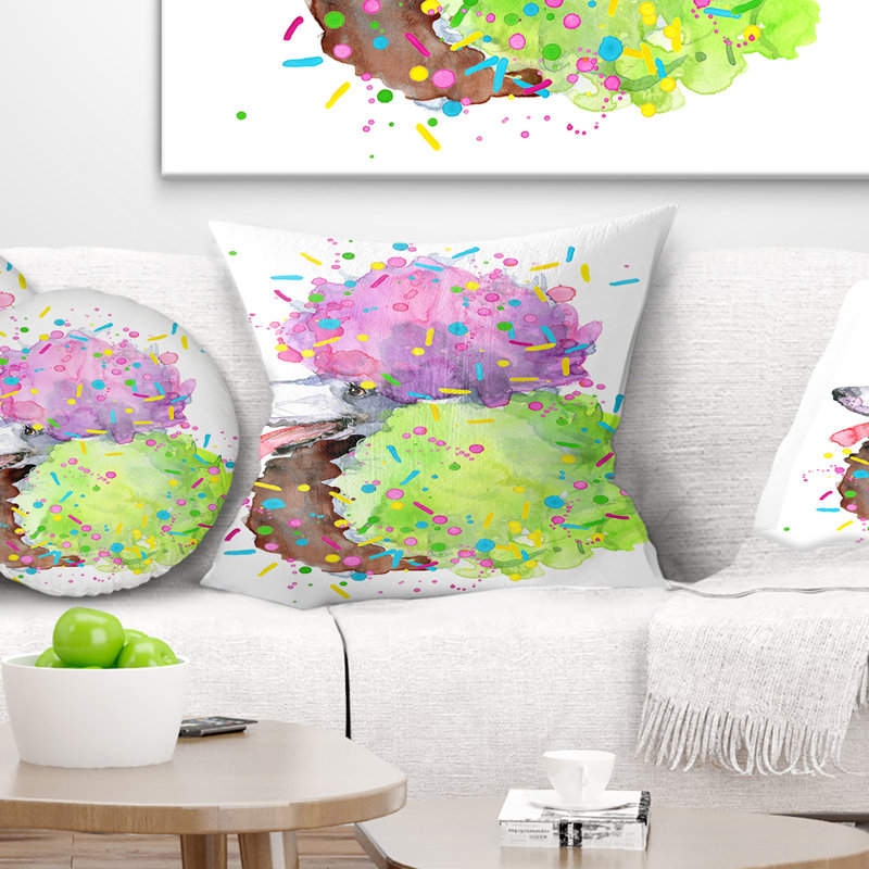 Mignon chien brun avec des sphères colorées - oreiller imprimé animal, 16 po x 1 po, Coussin décoratif
