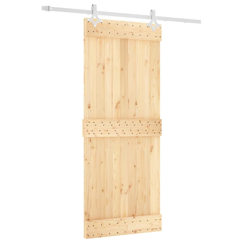 Porte coulissante avec quincaillerie Vidaxl, 33,5 po x 82,7 po, Blanc/naturel