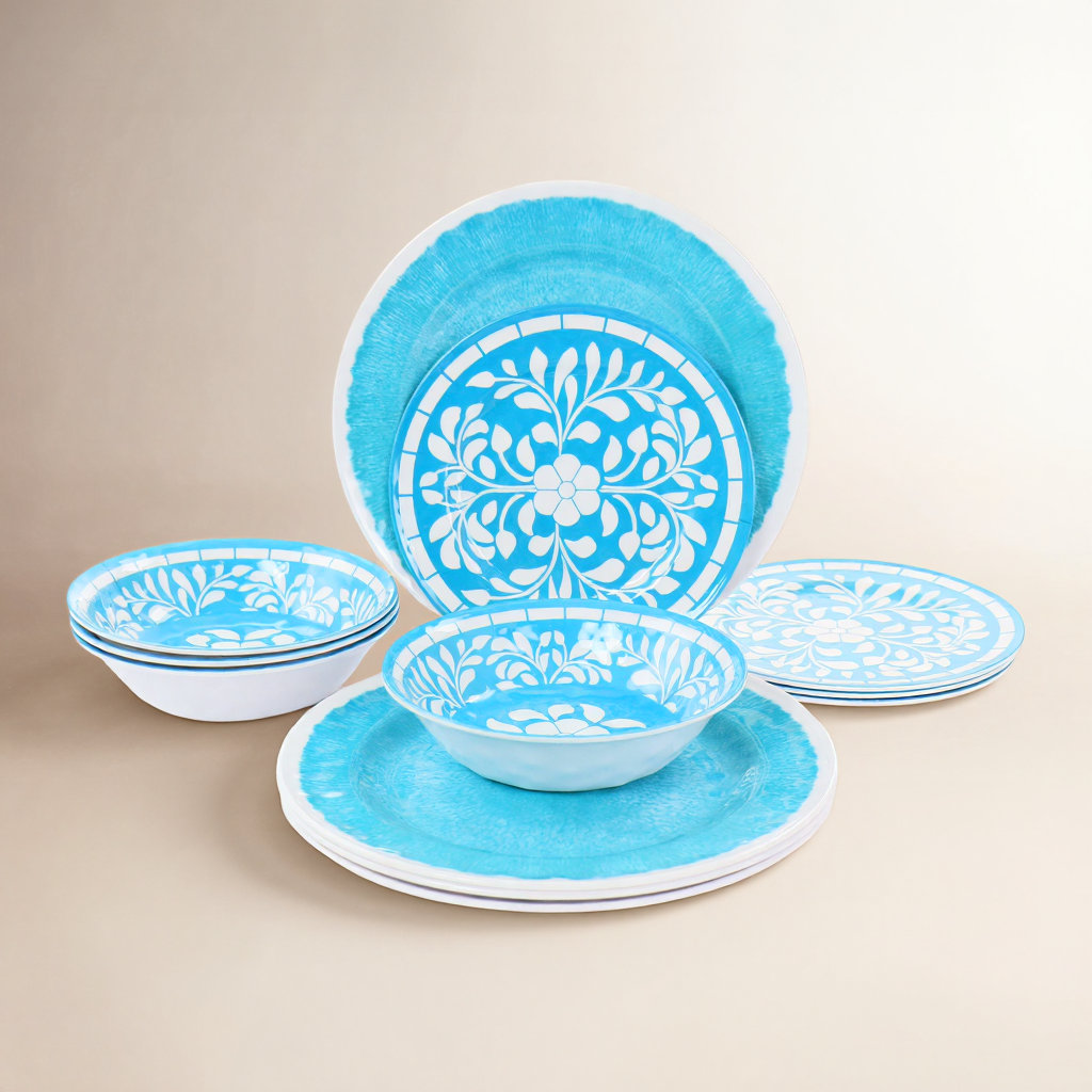 Melamine Dinnerware Set, Teal