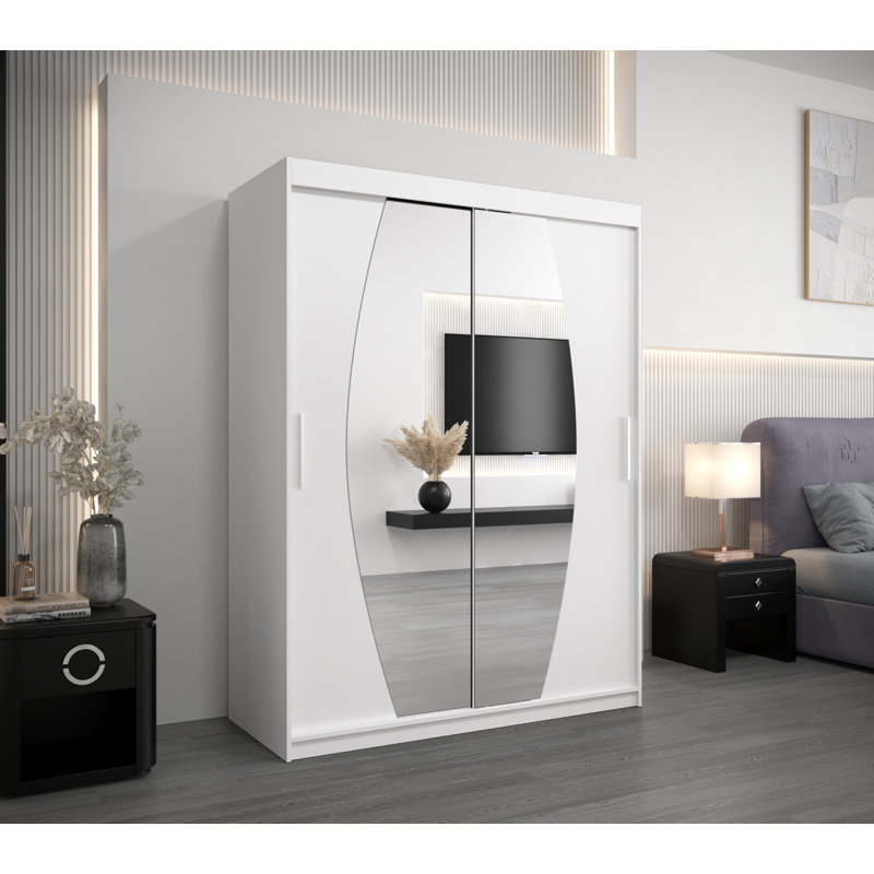 Edaline 2 Door Manufactured Wood Wardrobe, White Matt