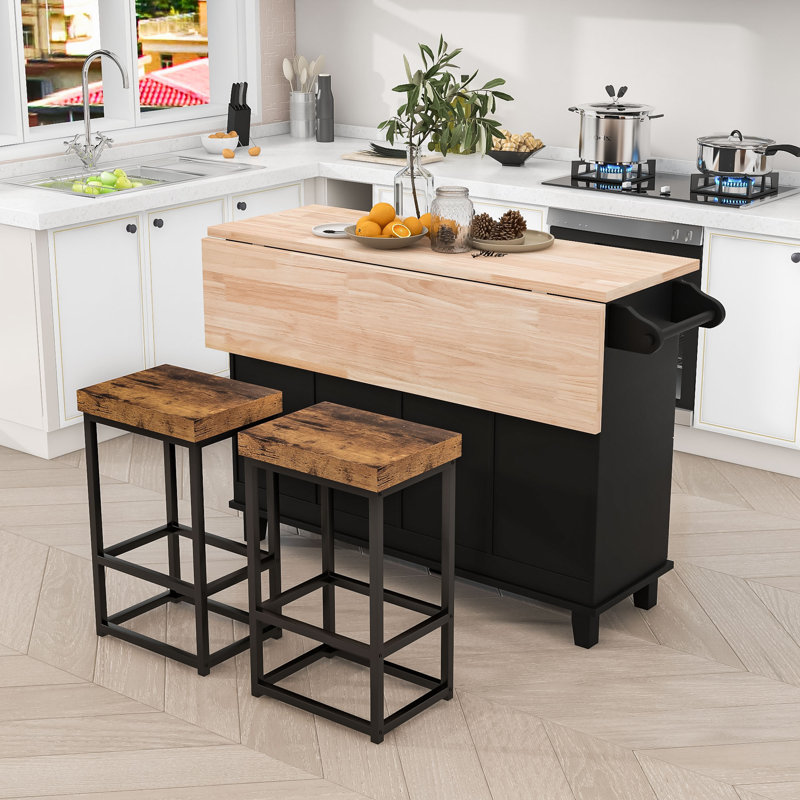 Dining Table Set With Storage Cabinet, 4 Drawers And Towel Rack, Black