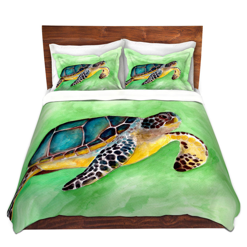 Ensemble de housse de couette sea turtle, 1 housse de couette grand + 2 taies standards