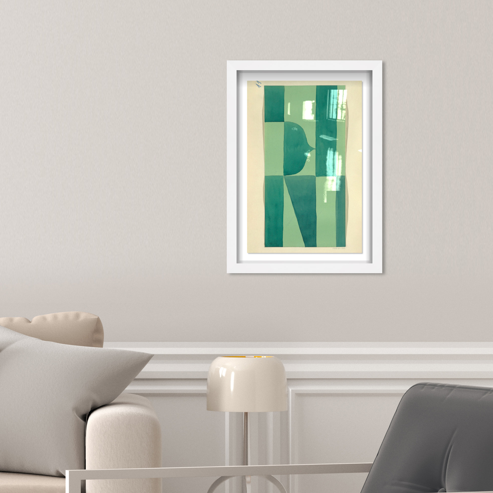 Green Abstract by Oliver Gal, 16" H x 11" W, White