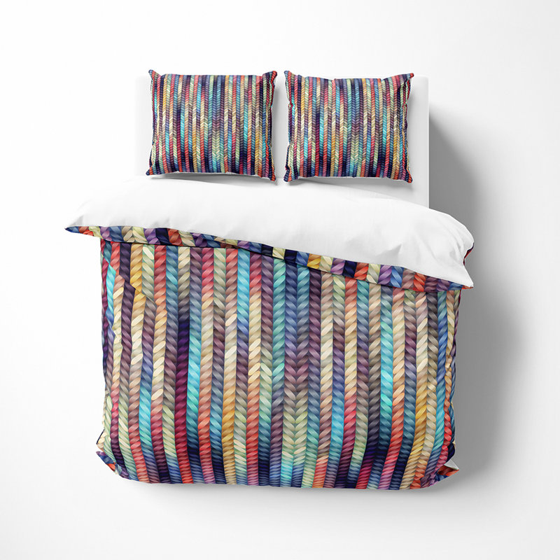 Ensemble de housse de couette et insert 3 pièces en microfibre multicolore