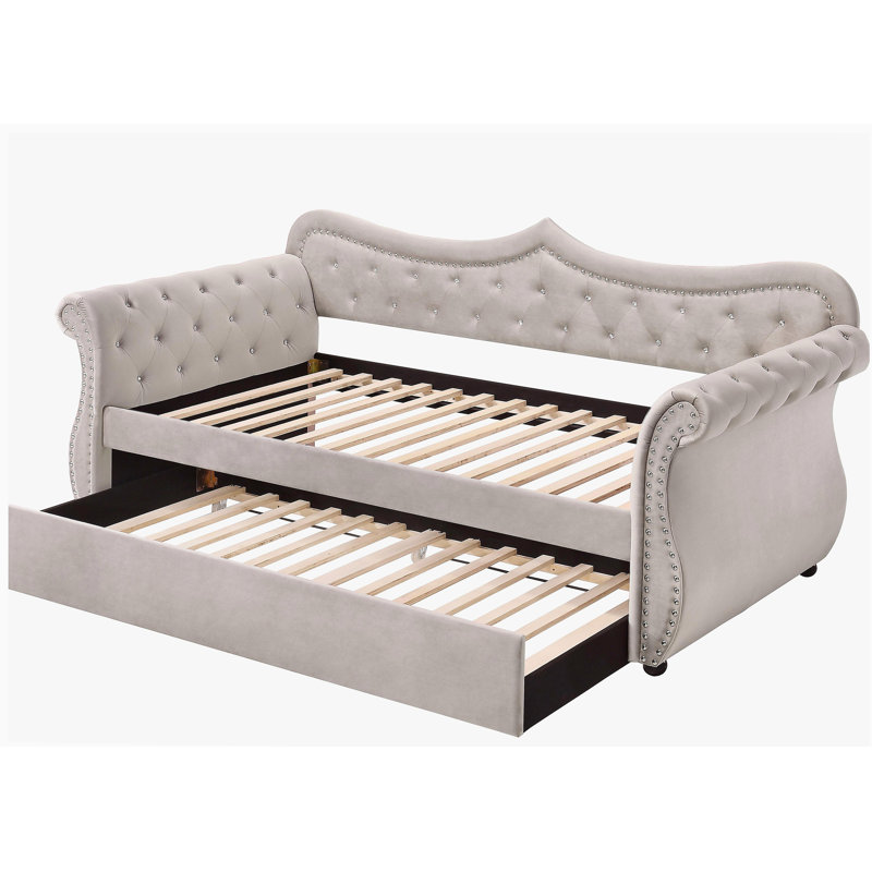 Adkins Beige Linen Daybed W/Trundle (Twin), Beige/Linen