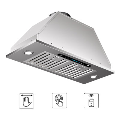 Hotte de cuisine encastrable 30 pouces 900 CFM en acier inoxydable avec lumières DEL, contrôle des mouvements ACL