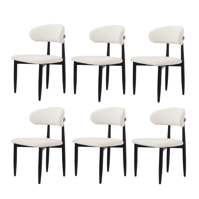 Juvan Modern Upholstered Solid Wood Boucle Dining Chair, Black, 4