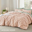 Ensemble d'édredon de taille grand lits rose poudré, ensemble de lit touffeté Boho, literie à carreaux de style shabby chic, 3 pièces, 1 édredon géométrique à carreaux et 2 taies décoratives-1960535220-1960535221