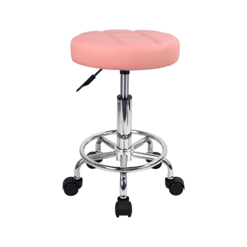 Chaise avec tabouret à roulettes en cuir à hauteur ajustable