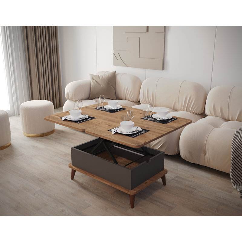 Armory Lift Top Four Leg Coffee Table with Storage, Walnut