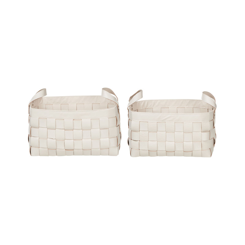 ClassicLiving SIPPAR Faux Leather Decorative Basket, Beige
