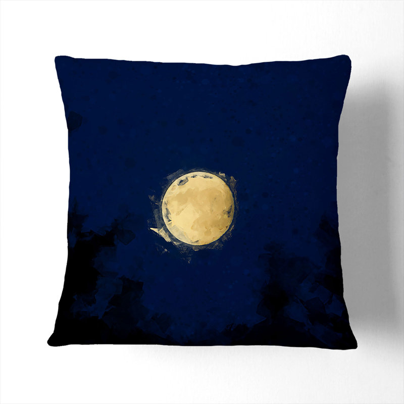 Moon Through the Trees Cushion with Filling, 40cm H x 40cm W x 15cm D, Black