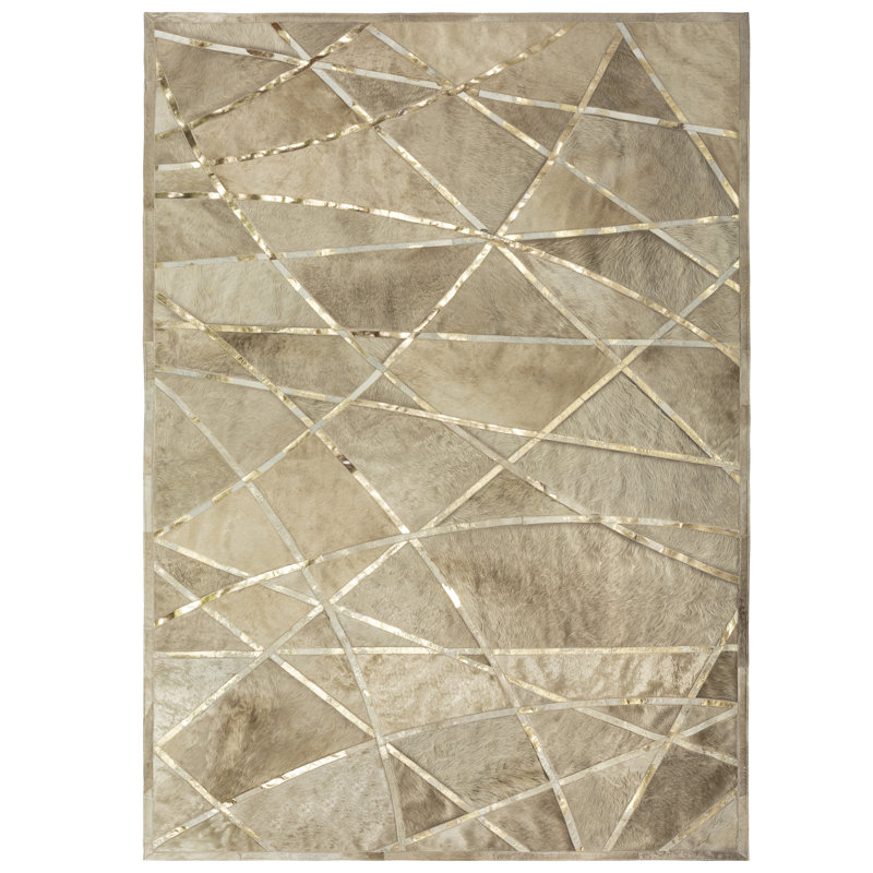 Peitho Cowhide Abstract Area Rug, Rectangle 5' x 8'