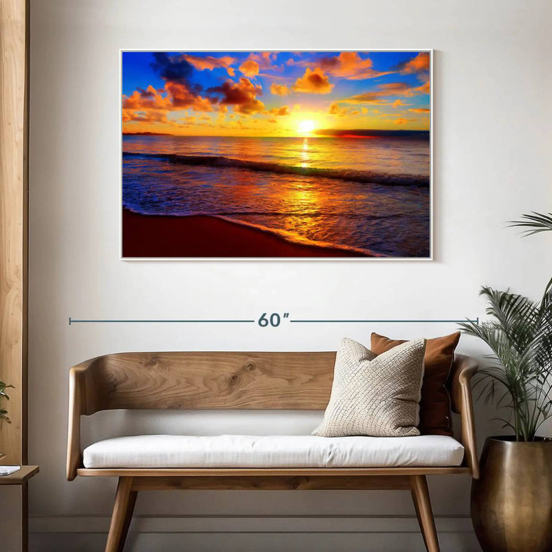 Meditation Denys Sunset, 46 po x 31 po, Cadre flottant blanc