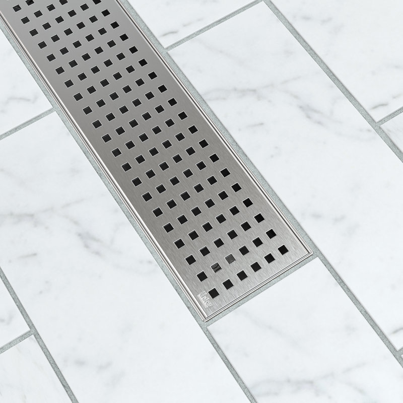 Grille de carrelage linéaire en acier inoxydable pour drain de douche, 28"