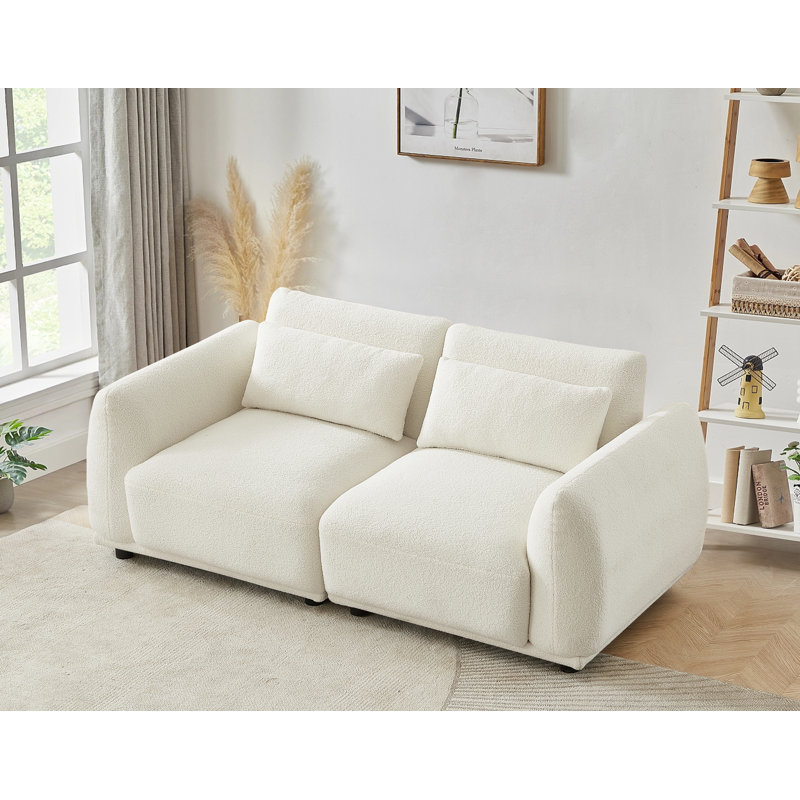Emora , White Wool, 33.85" H x 75.59" W x 35.43" D