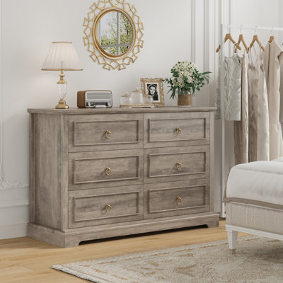 Farmhouse 5 Drawers Dresser Storage Cabinet Chest With Barn Doors