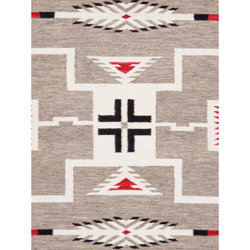 Tapis moka en laine et coton de style sud-ouest rectangulaire fait à la main 5 pi x 7 pi