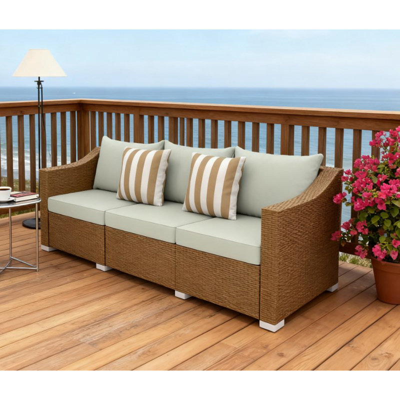 Rattan Wicker Seater Patio Couch,Outdoor Furniture Rattan Sofa,With Cushions,Throw Pillows