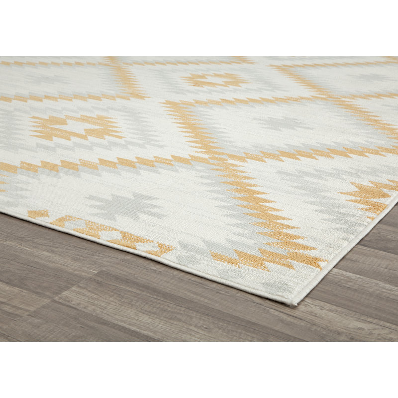 Mecca Bodrum Tribal BubbleGum Area Rug, Rectangle 2' x 4', Ivory/Orange/Gray