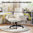 Upholstered Cross-Legged Office Chair With Adjustable Arms,Ergonomic Swivel Executive Chair With Headrest