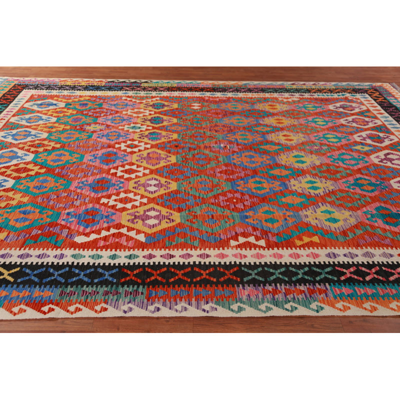 Tapis oriental kilim en laine à tissage plat 10 x 13