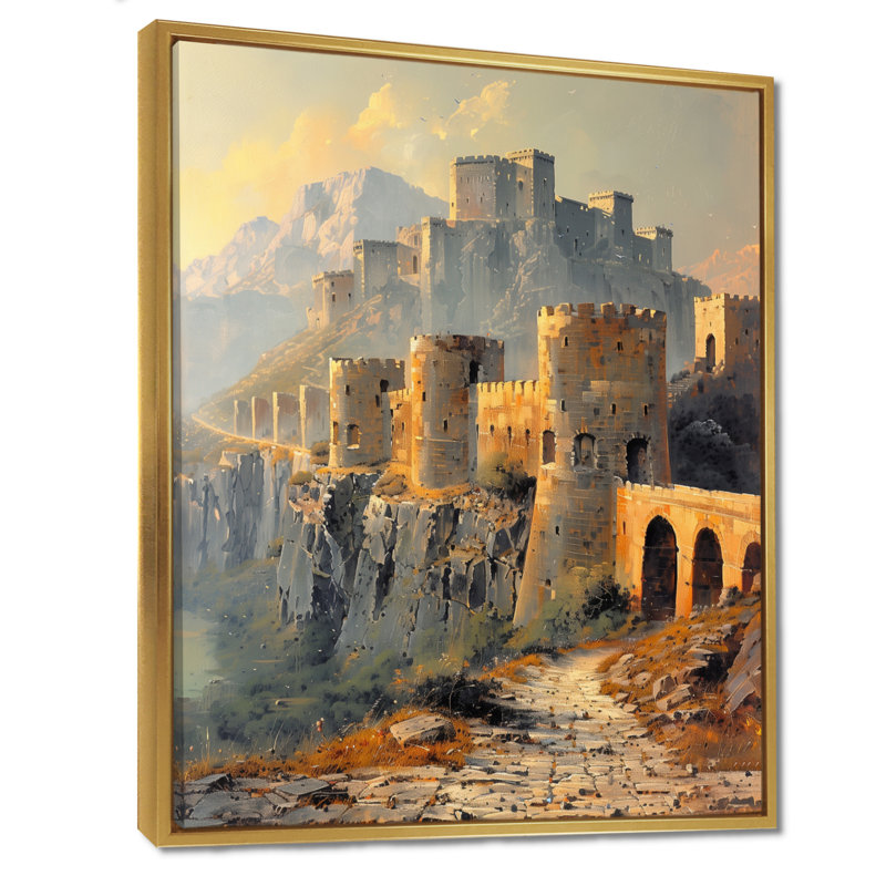 Ancienne citadelle de l'empire de Babylone, impression d'art mural, Toile avec cadre flottant or, H 32 po x l 16 po x P 1 po