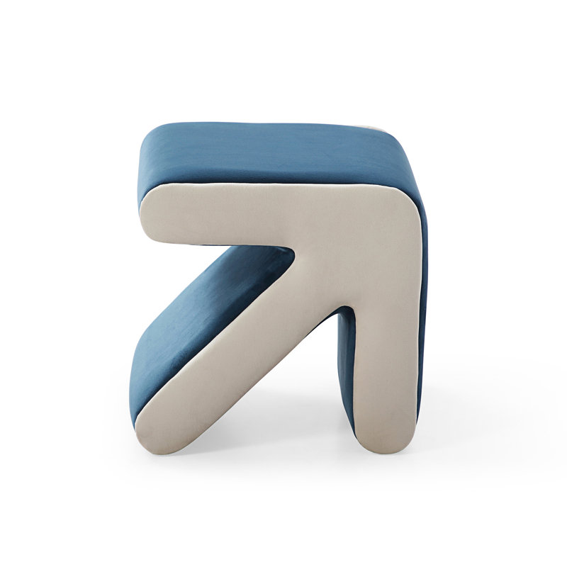 Tabouret d'appoint en bois massif et manufacturé, Bleu/beige