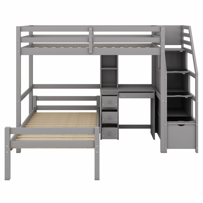 Lit mezzanine avec lit autonome, Gris