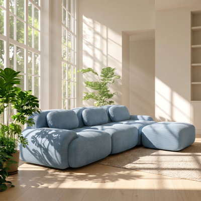 Canapé modulaire en forme de L en velours côtelé l 116,1 po x P 69,2 po x H 27,5 po Haven