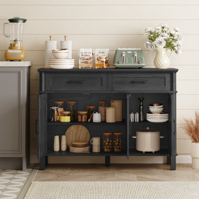 Buffet Cabinet Sideboard With 2 Drawers and Cabinets, Classic Style Sideboard With Adjustable Shelves For Living Room, Kitchen, Dining Room