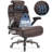 Mikial 500lbs Big and Tall Executive Office Chair - Breathable Leather, 3D Arms, & Air-Compressed Lumbar Support-2040137191