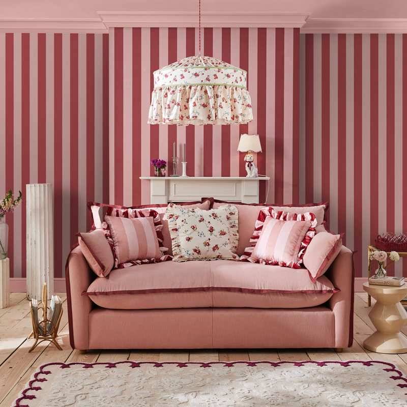 Cath Kidston Canopy Stripe Wallpaper, Red
