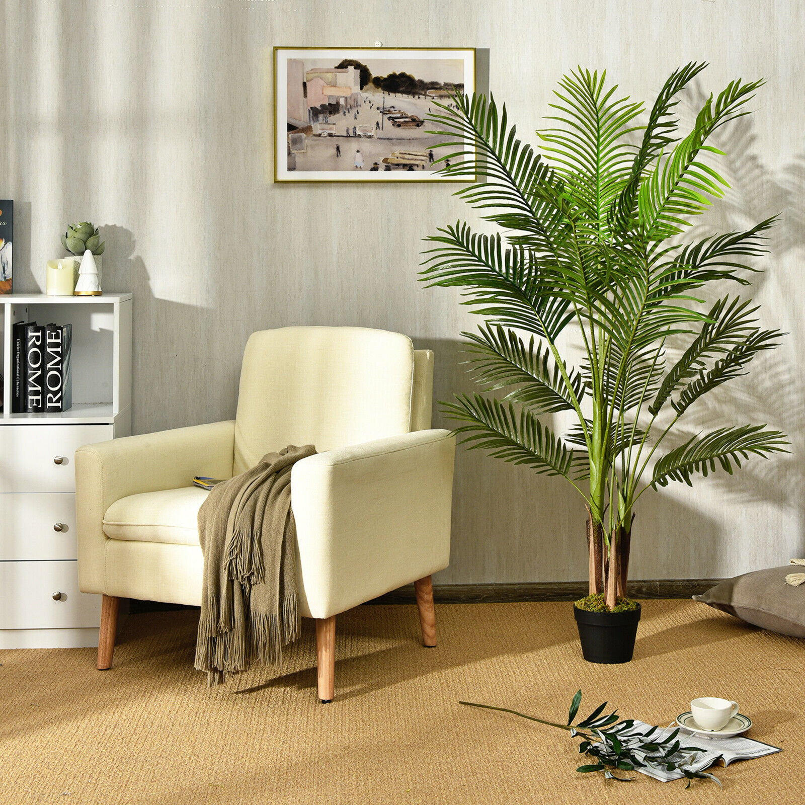 60" Palm Tree with Base Included, 60" H x 44" W x 49" D