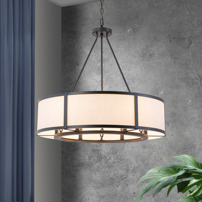 6-Light Fabric Drum Chandelier