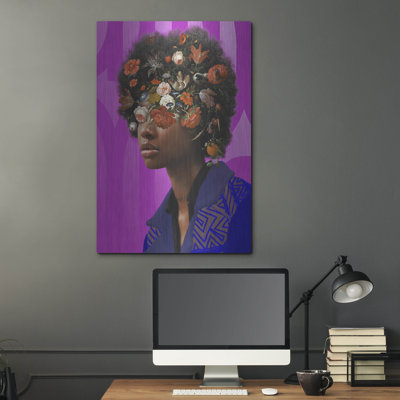  'Black And Bloom 1' by NUMA Art Metal Wall Art, 24" x 36"