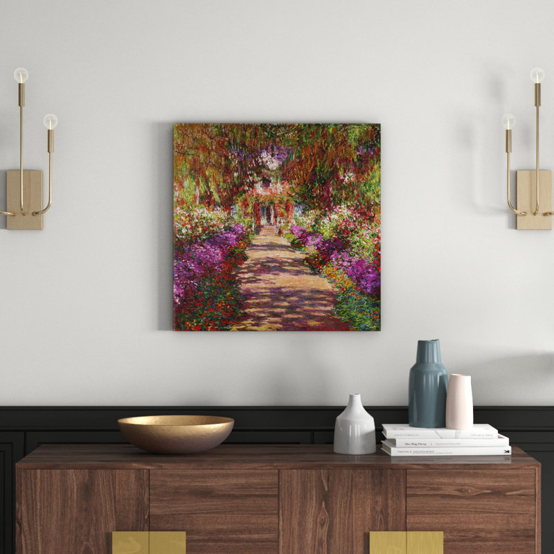 A Pathway In Monets Garden, Giverny, 1902 by Claude Monet - Print on Canvas, 93.98 cm H x 93.98 cm W x 1.91 cm D, No Frame