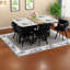 Ensemble de table à manger moderne 7 pièces en marbre blanc et bois avec chaises en velours noir, peu encombrant pour les petites cuisines