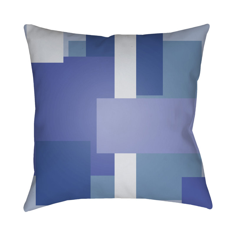 Moderne Geometric Outdoor Throw Pillow, 18" H x 18" W x 4" D, Blue