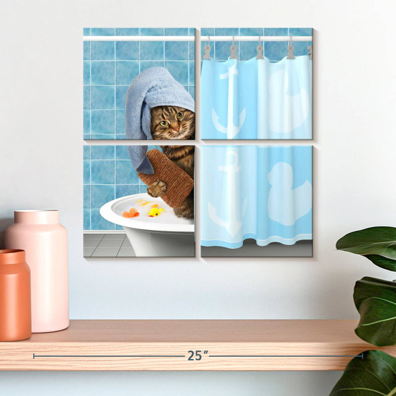 Ketti Funny Bathing Cat, 18" H x 18" W
