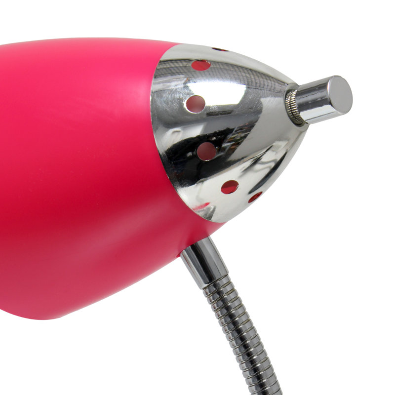Creekwood Home 17.5" Adjustable Basic Clip On Reading Light With Flexible Gooseneck, Pink