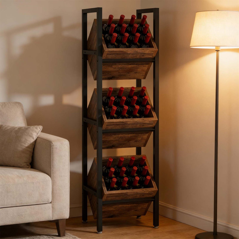 Support de rangement stable pour le vin, support industriel minimaliste chic pour 36 bouteilles