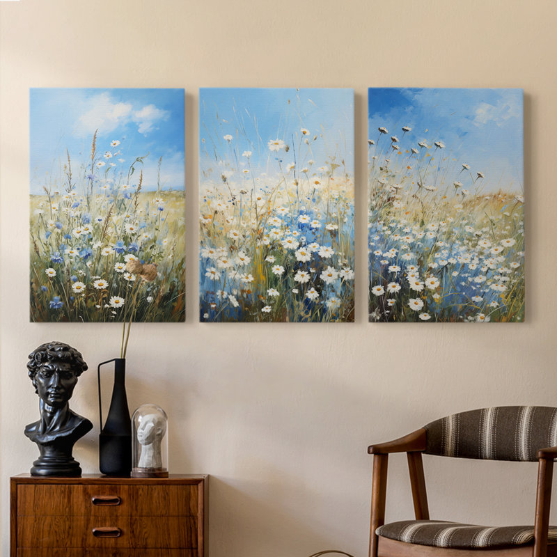Étude florale série III - Ensemble de 3 toiles tendues avec châssis - Prêt à être accroché, H 27 po x l 18 po