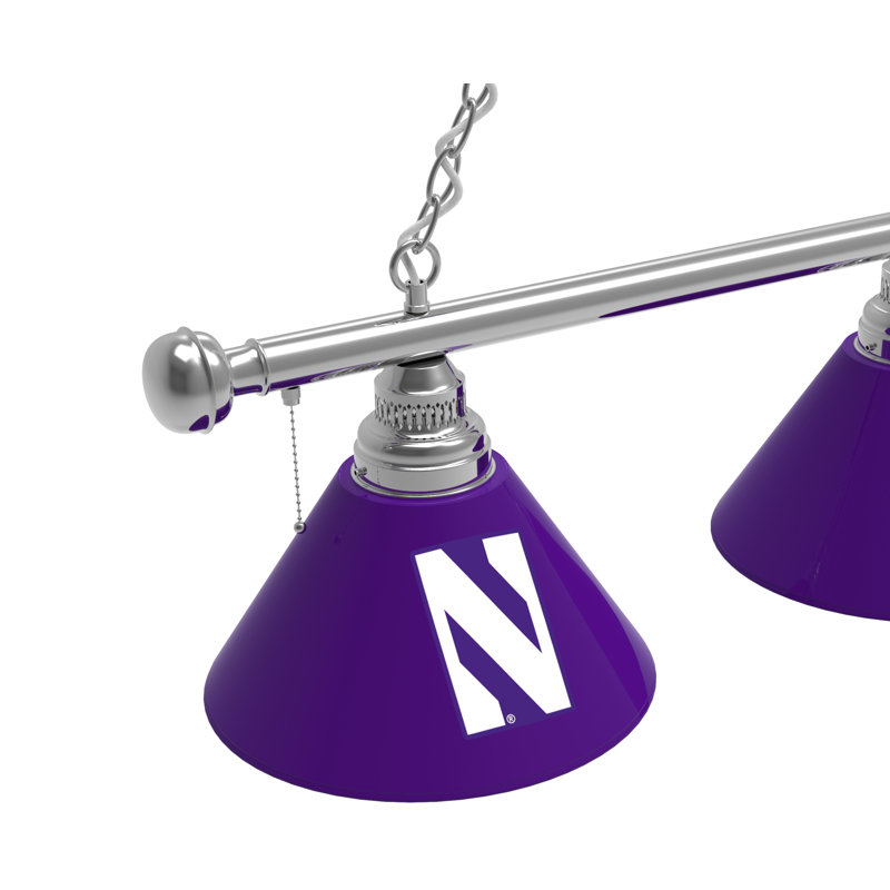 3 - Light Pool Table Lights Pendant, Chrome, Northwestern Wildcats
