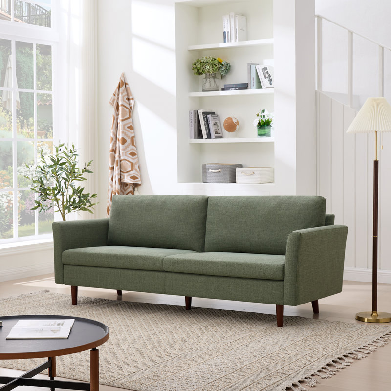 Cicero 204Cm Linen Flared Arm Sofa, Green