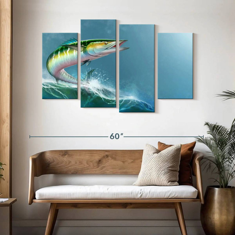 Brampt Wave Riding Wahoo Fish, 32" H x 52" W