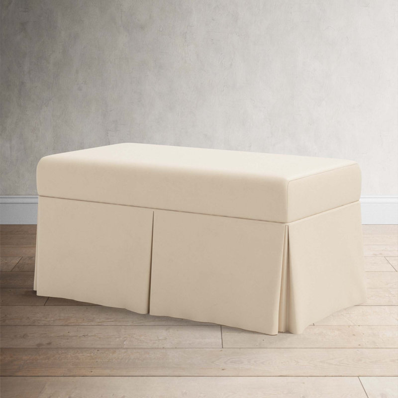 Wyatt Upholstered Storage Bench, Classic Pearl Performance Velvet