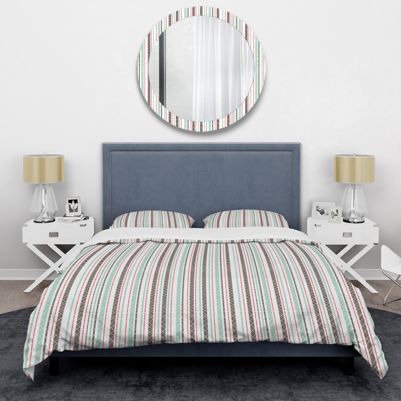 Ensemble de housse de couette en microfibre vert / blanc 3 pièces